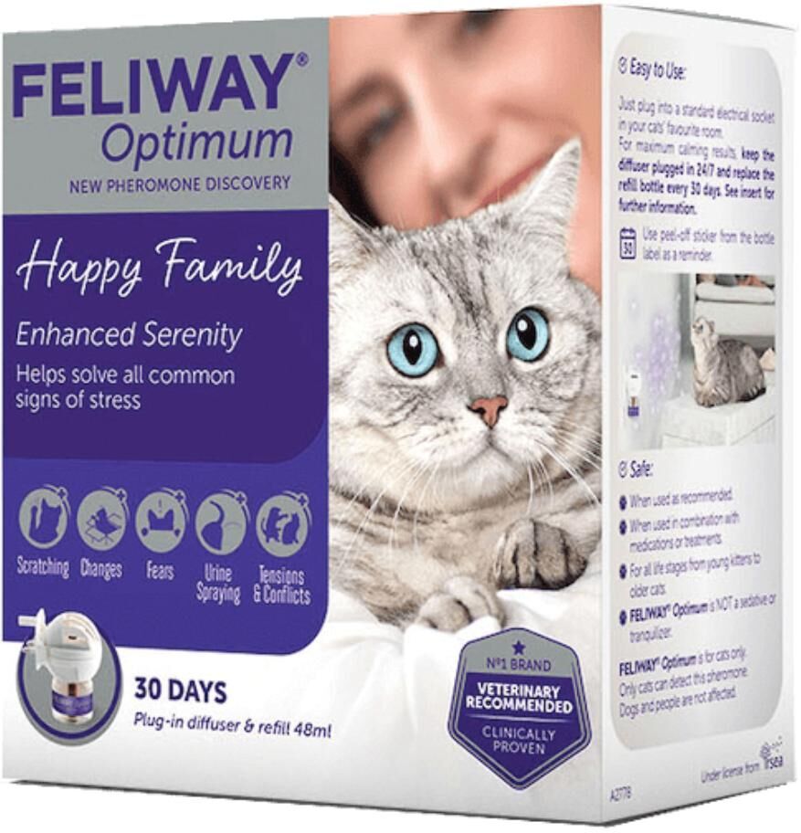 ceva salute animale spa feliway optimum diffusore + ricarica per gatti 48ml - feromone per benessere felino