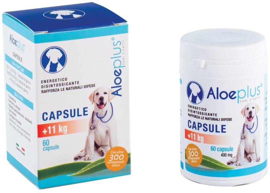 hdr srl aloeplus capsule energetico disintossicante 60 capsule - per cani +11kg, integratore naturale per animali