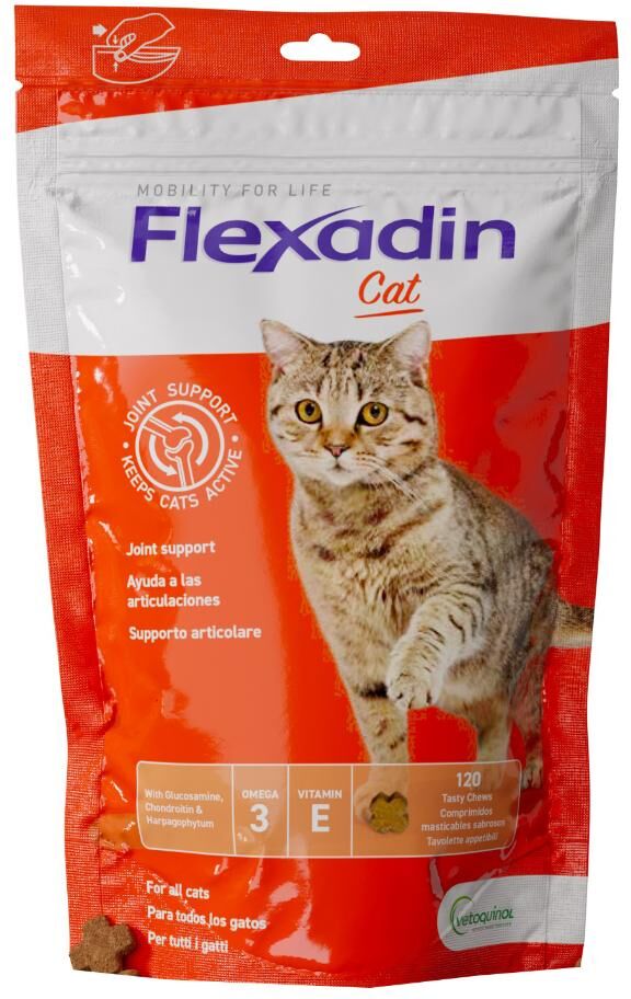 vetoquinol flexadin cat mangime complementare articolazioni gatti adulti 120 tavolette - supporto articolare di qualità per gatti