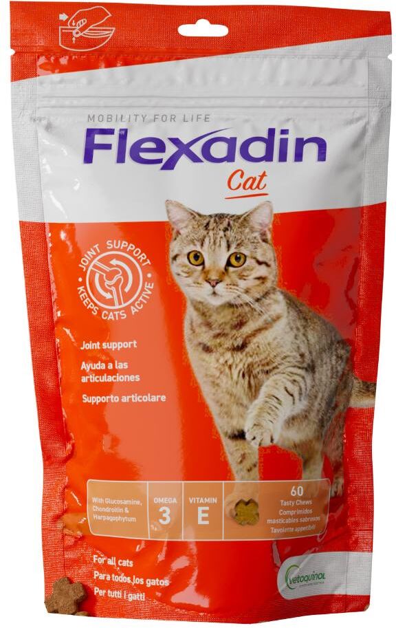 vetoquinol flexadin cat mangime complementare articolazioni gatti adulti 60 tavolette - supporto articolare di qualità per gatti