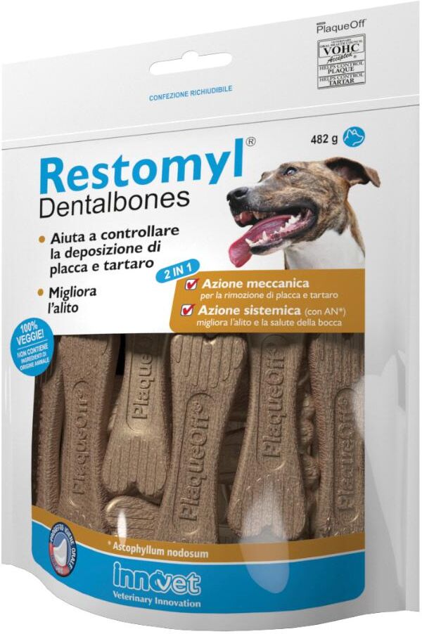 innovet italia srl restomyl dentalbones pulizia dei denti per cani 482g - snack dentale per la cura orale dei cani