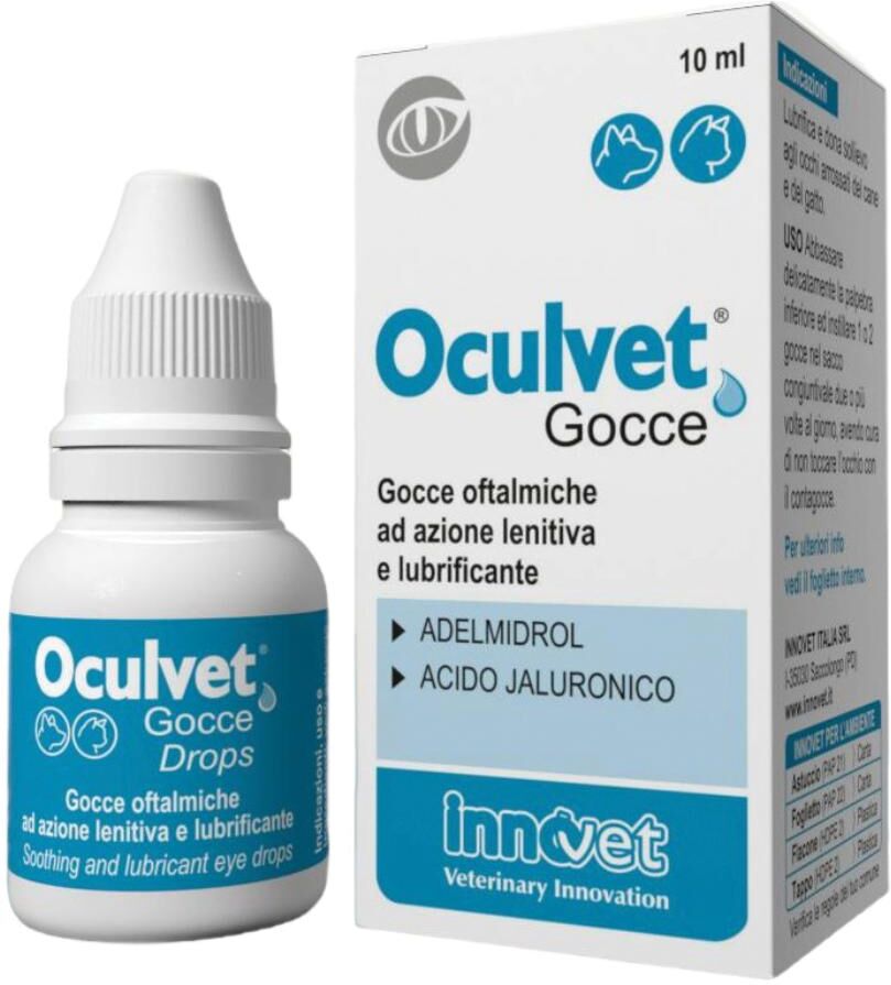 innovet italia srl oculvet gocce oftalmiche lenitive e lubrificanti per cani e gatti - flacone da 10ml