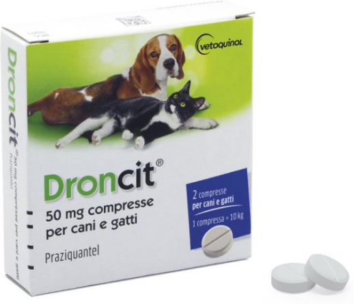 Vetoquinol Droncit 2 Compresse per Cani e Gatti 50mg - Antiparassitario Efficace contro i Vermi