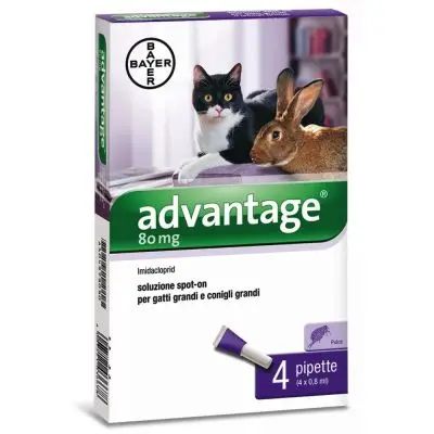 Elanco Italia Spa Advantage Spot On Antiparassitario per Gatti e Conigli Grandi - Marca XYZ - 4 Pipette da 0,8 ml - Protezione Efficace contro Parassiti