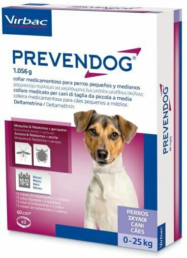 Vetpharma Animal Health S.L. Prevendog Collare Medicato Antiparassitario 60cm per Cani Medi Fino a 25Kg - Protezione Duratura da Pulci e Zecche (Confezione da 2)