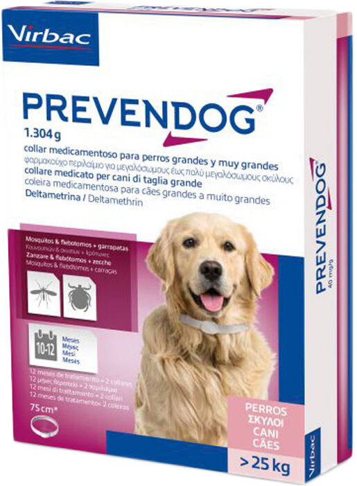 Vetpharma Animal Health S.L. Prevendog Collare Medicato Antiparassitario 75cm per Cani Grandi Oltre 25Kg - Protezione Efficace contro Le Pulci e Le Zecche