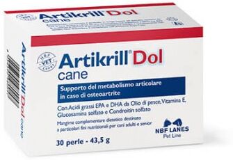 N.B.F. Lanes Srl Artikrill Dol Cane 30 Perle - Integratore per il Supporto del Metabolismo Articolare nell'Osteoartrite Canina