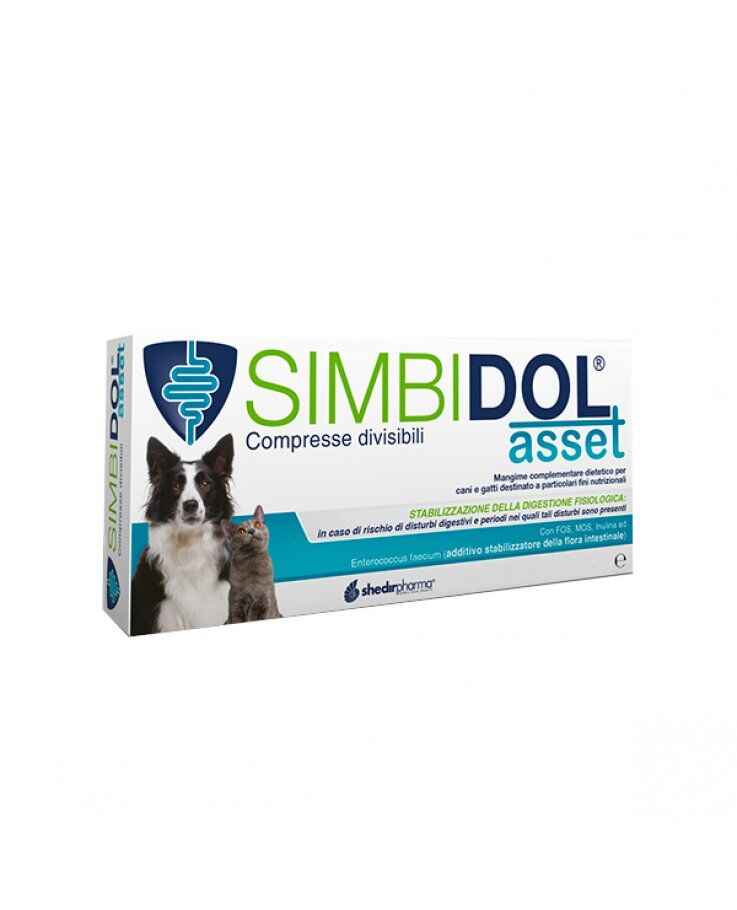 Shedir Pharma Srl Unipersonale Simbidol Asset Integratore per Gonfiore Cani e Gatti 120 Compresse Divisibili - Soluzione Naturale per Ridurre il Gonfiore Addominale