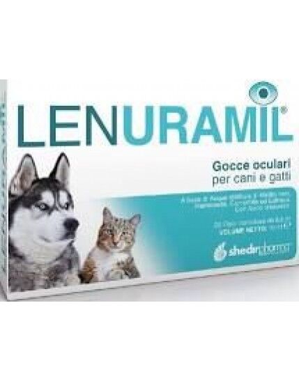 Shedir Pharma Srl Unipersonale Lenuramil Gocce Oculari 20 Fiale Monodose da 0,5ml - Integratore per la Salute Oculare di Cani e Gatti