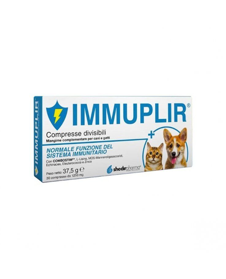 Shedir Pharma Srl Unipersonale Immuplir Mangime Complementare per Cani e Gatti - Confezione da 30 Compresse - Supporto Immunitario
