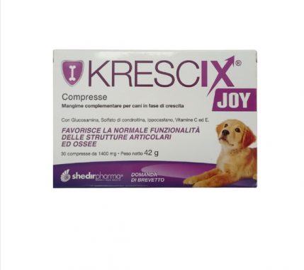 Shedir Pharma Srl Unipersonale Krescix Joy Mangime Complementare per Cani in Fase di Crescita 30 Compresse - Supporta lo Sviluppo Ottimale del Tuo Cucciolo