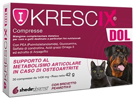 Shedir Pharma Srl Unipersonale Krescix Dol Mangime Complementare per le Articolazioni del Cane 30 Compresse - Sostegno Naturale per la Mobilità