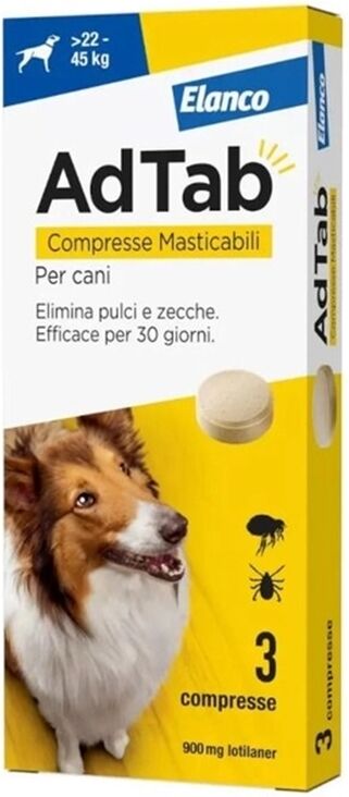 Elanco AdTab Compresse Antiparassitario Cane 22-45kg, 3 Compresse - Protezione per 1 Mese