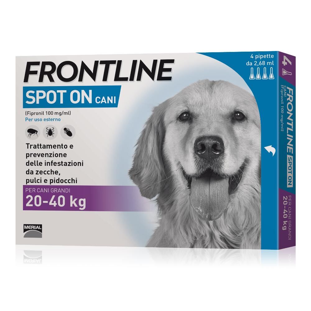 Boehringer Vet Frontline Frontline Spot On Cani 4 Pipette da 2,68ml 20-40kg - Antiparassitario per Cani di Taglia Grande