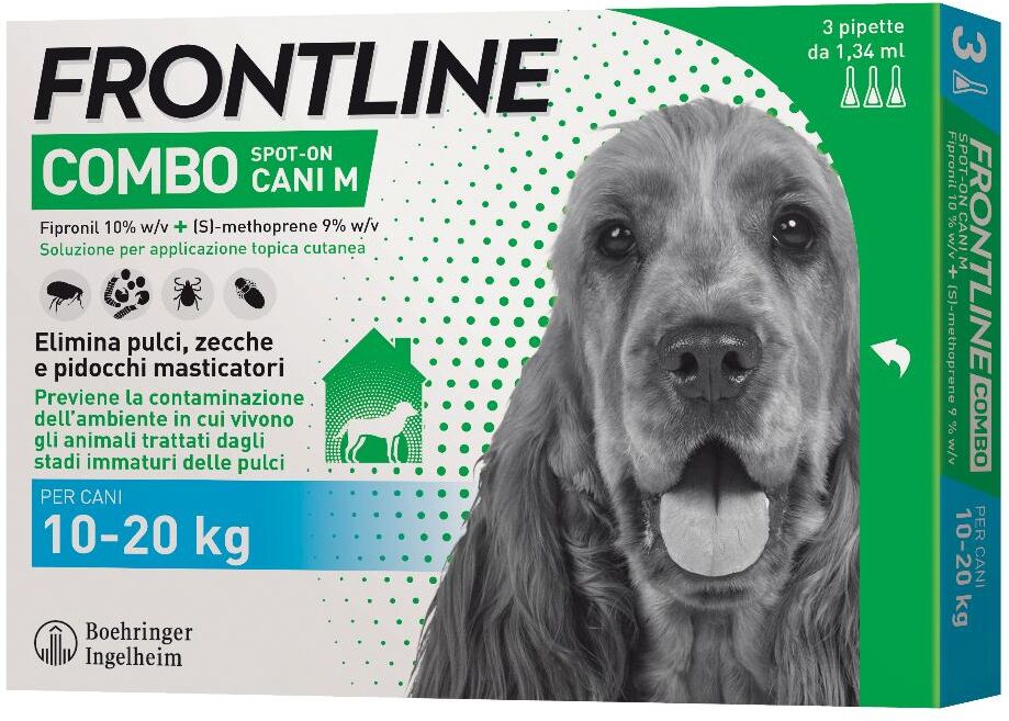 Boehringer Vet Frontline Frontline Combo Spot-On Cani 3 Pipette da 1,34ml 10-20Kg - Protezione Efficace Antiparassitaria