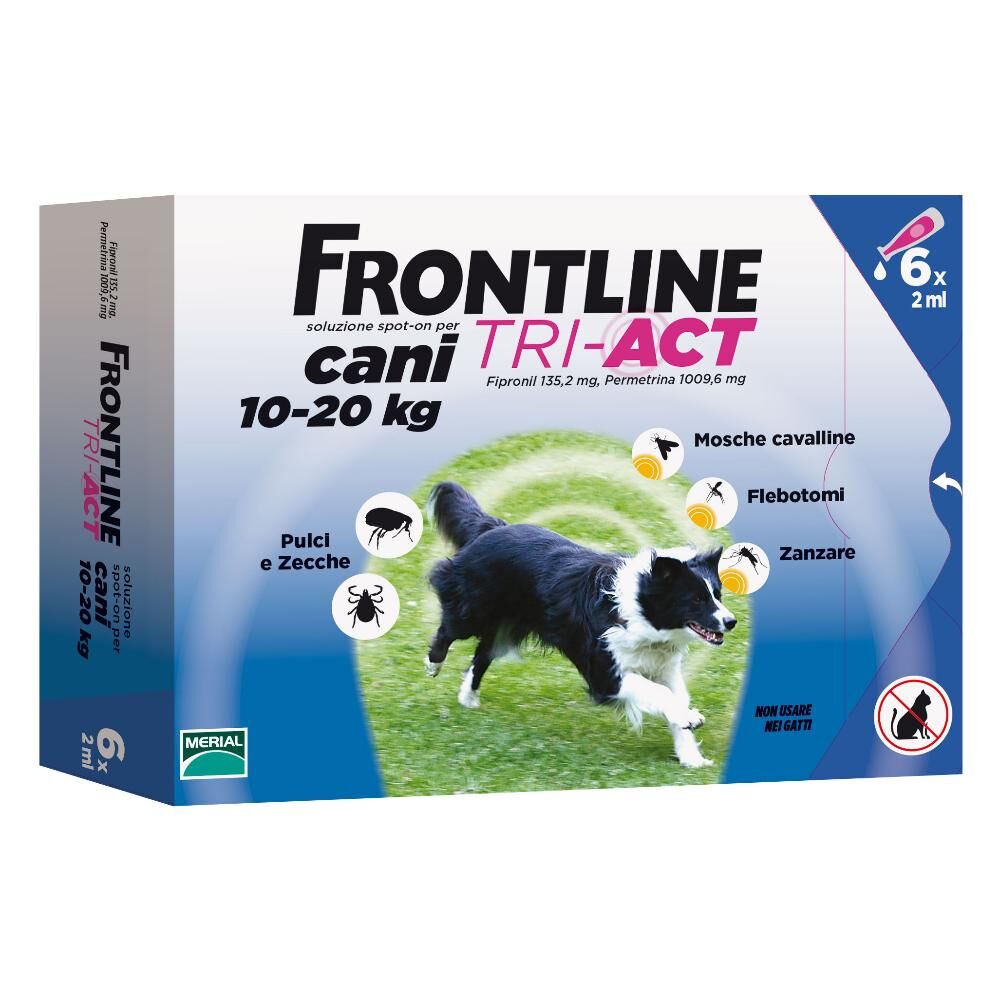 Boehringer Ing.Anim.H.It.Spa Frontline Tri-Act Antiparassitario per Cani 6 Pipette 2ml 10-20Kg - Protezione Efficace contro Zecche, Pulci e Parassiti