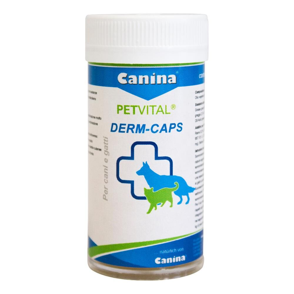 Canina Pharma Gmbh Derm Caps Mangime Complementare Cane e Gatto 50 Capsule - Supporta la Salute della Pelle e del Mantello