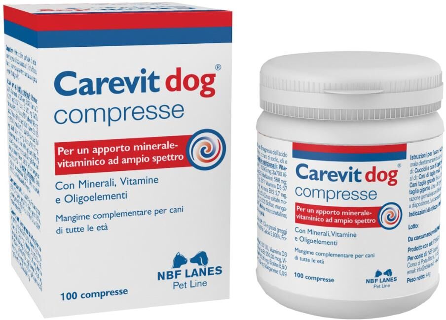 N.B.F. Lanes Srl Carevit Dog 100 Compresse Appetibili - Integratore per Cani di Tutte le Età