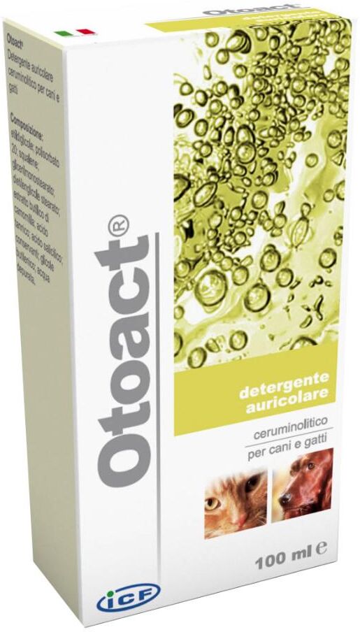 Icf Otoact Detergente Auricolare per Cani e Gatti 100ml - Pulizia Profonda e Igiene delle Orecchie