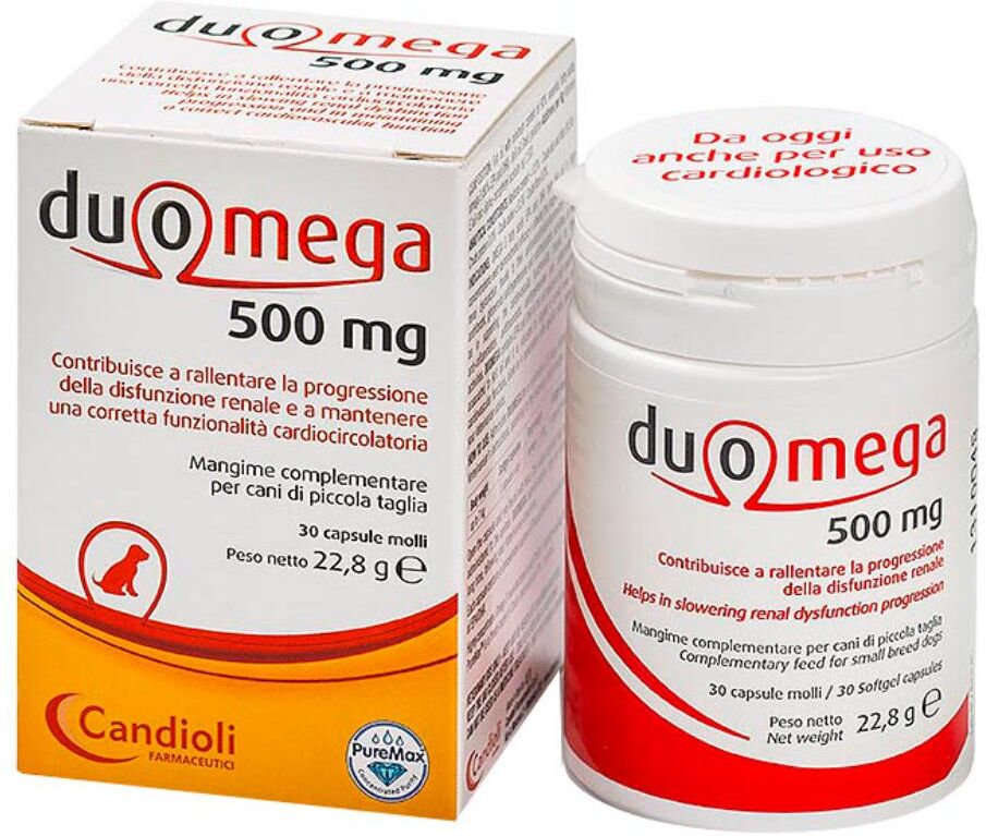 Candioli Veterinari Duomega Mangime Complementare per Cani di Piccola Taglia - 30 Capsule da 500mg Omega-3