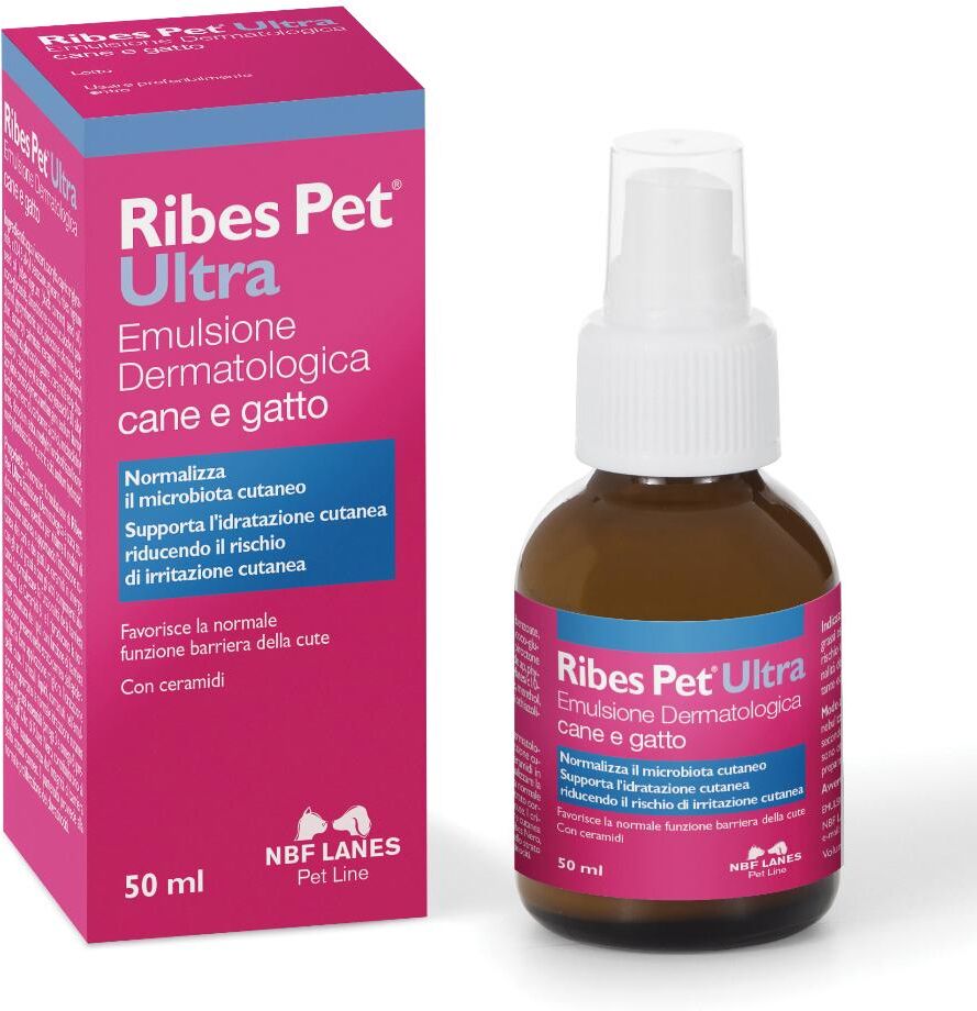 Nbf Lanes Vet Ribes Pet Ultra Emulsione Dermatologica Cane e Gatto 50ml - Idratazione e Cura della Pelle