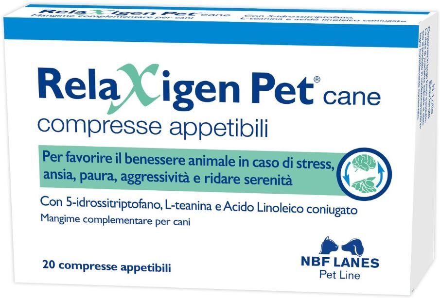 Nbf Lanes Vet Relaxigen Pet Integratore Rilassante per Cani di Taglia Media 20 Compresse Appetibili - Riduci lo Stress e l'Ansia nel tuo Cane