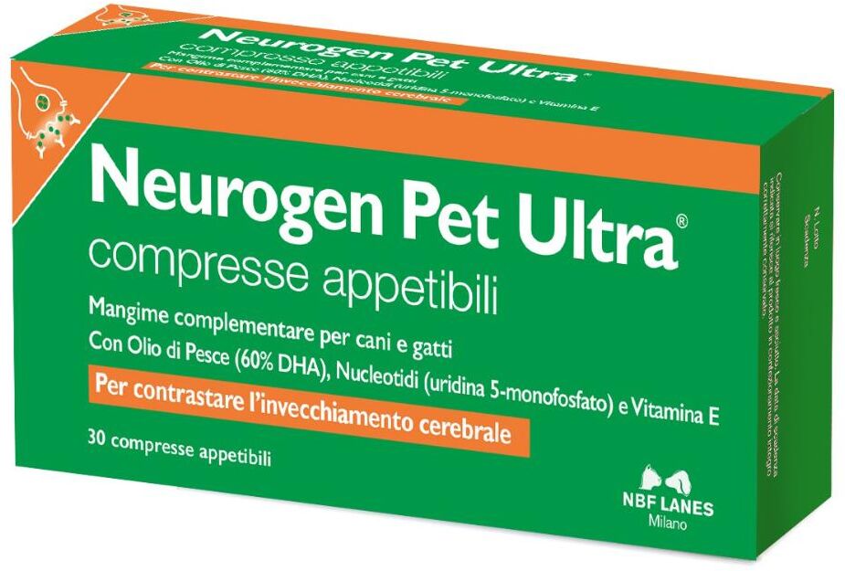 N.B.F. Lanes Srl Neurogen Pet Ultra Mangime Complementare per Cani e Gatti 30 Compresse - Supporto Cognitivo per Animali Domestici Anziani