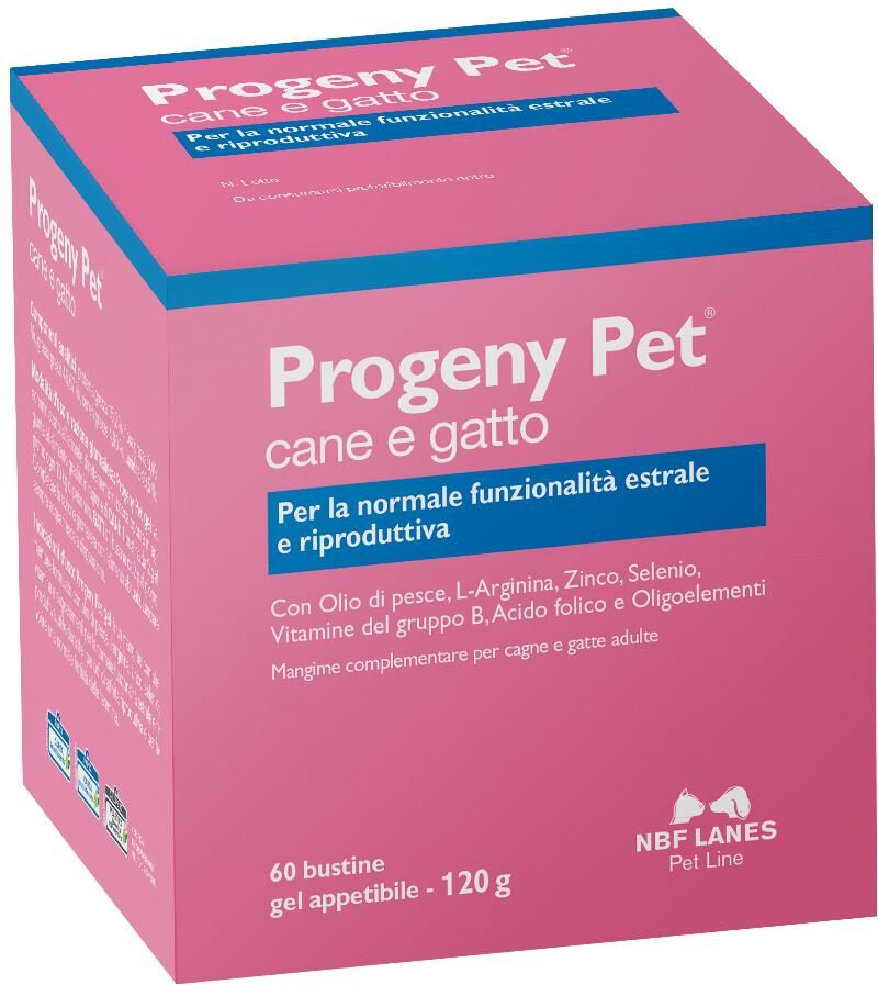 N.B.F. Lanes Srl Progeny Pet Cane e Gatto Gel Appetibile 60 Bustine - Integratore per la Funzionalità Estrale e Riproduttiva