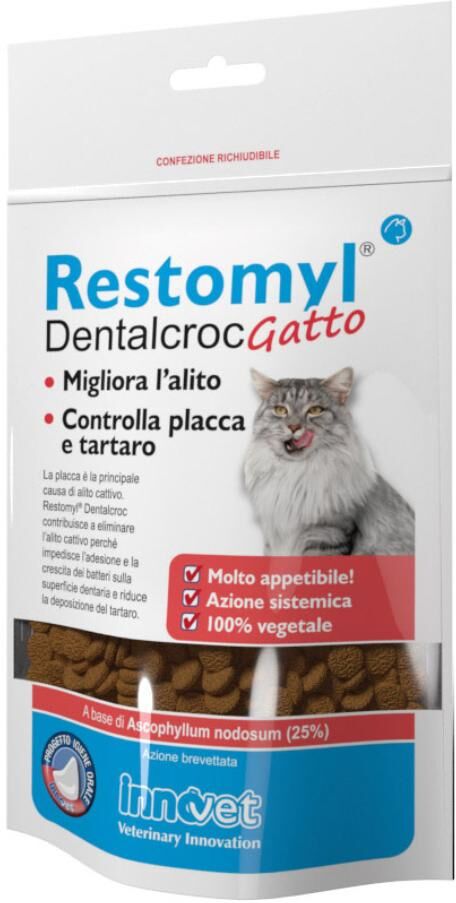 Innovet Italia Srl Restomyl Dentalcroc Supporto Nutrizionale per Gatti 60g - Snack per la Salute Dentale dei Gatti