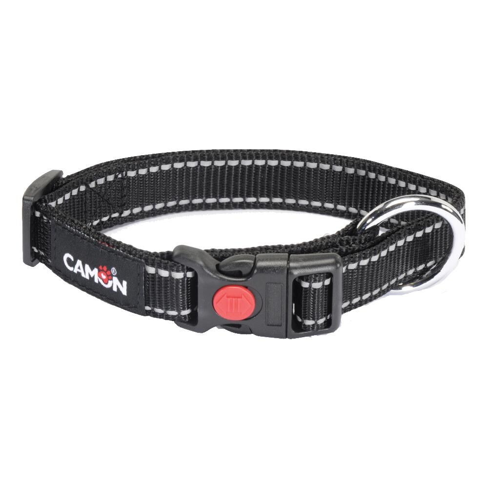 Camon Spa Collare Low Tension Reflex Nero 20x330/530mm, 1 Pezzo - Accessorio per Cani e Gatti ad Alta Visibilità