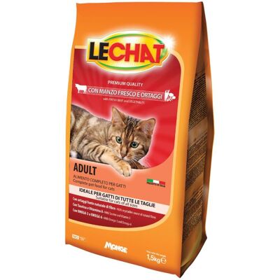 Lechat Croccantini Manzo e Verdure 1,5kg - Cibo per Gatti Lechat Croccantini Manzo e Verdure 1,5kg - Cibo per Gatti