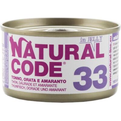 NATURAL LINE Srl NATURAL CODE GATTO 33 JELLY TONNO ORATA MELA 85GR (lattina) NATURAL LINE Srl NATURAL CODE GATTO 33 JELLY TONNO ORATA MELA 85GR (lattina)