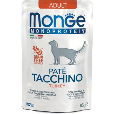 Cibo umido Monge Monoproteina Tacchino per Gatti - 85 g - Confezione da 12 Cibo umido Monge Monoproteina Tacchino per Gatti - 85 g - Confezione da 12