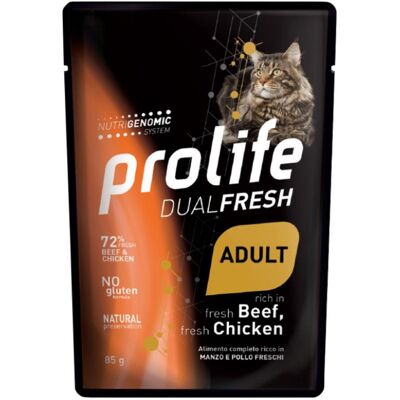 Prolife Dual Fresh Manzo e Pollo per Gatti - 85 g - Cibo Umido Completo Prolife Dual Fresh Manzo e Pollo per Gatti - 85 g - Cibo Umido Completo