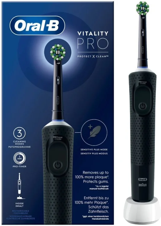 procter & gamble srl oral-b spazzolino elettrico ricaricabile vitality pro nero testina - pulizia avanzata per un sorriso sano e brillante