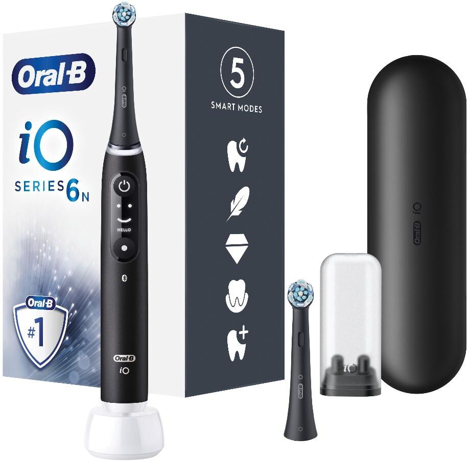 procter & gamble srl oral-b io6 spazzolino elettrico ricaricabile nero lava con custodia da viaggio e 2 refill - tecnologia avanzata per una pulizia superiore