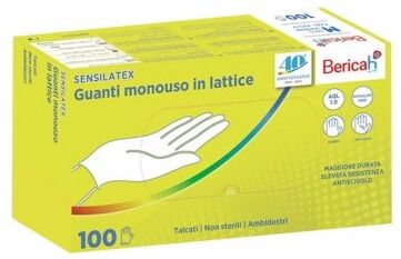 Bericah Sensilatex Guanti Monouso in Lattice Taglia L 100 Pezzi