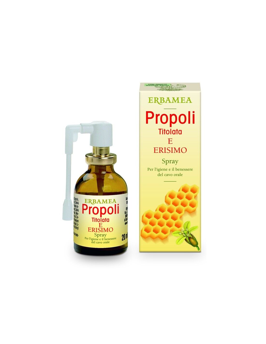 Erbamea Srl Propoli Titolata ed Erisimo - Spray per l'Igiene e il Benessere del Cavo Orale 20 ml - Marca PropolWell