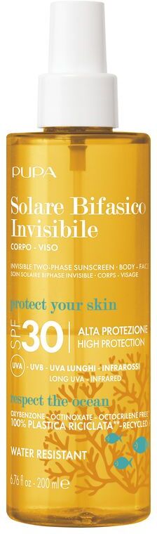 pupa solare bifasico invisibile corpo-viso spf 30 200 ml