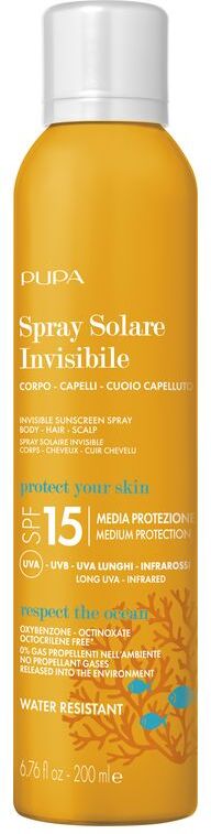 pupa spray solare invisibile corpo-capelli-cuoio capelluto spf 15 200 ml