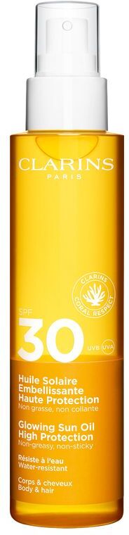 clarins huile solaire embellisante haute protection spf 30 olio solare illuminante corpo spf 30 150 ml