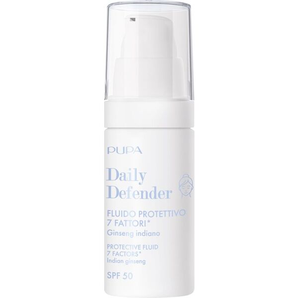 pupa daily defender fluido protettivo 7 fattori spf 50 fluido ultraleggero. protegge, idrata e uniforma 30 ml