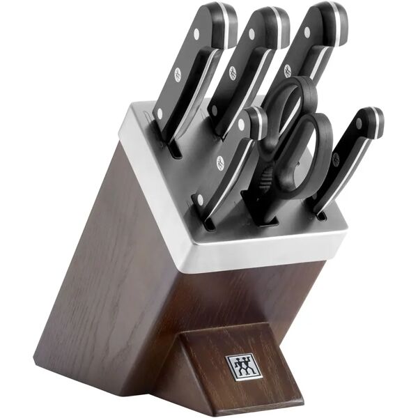 zwilling gourmet set di coltelli con ceppo sistema autoaffilante - 7-pz., marrone