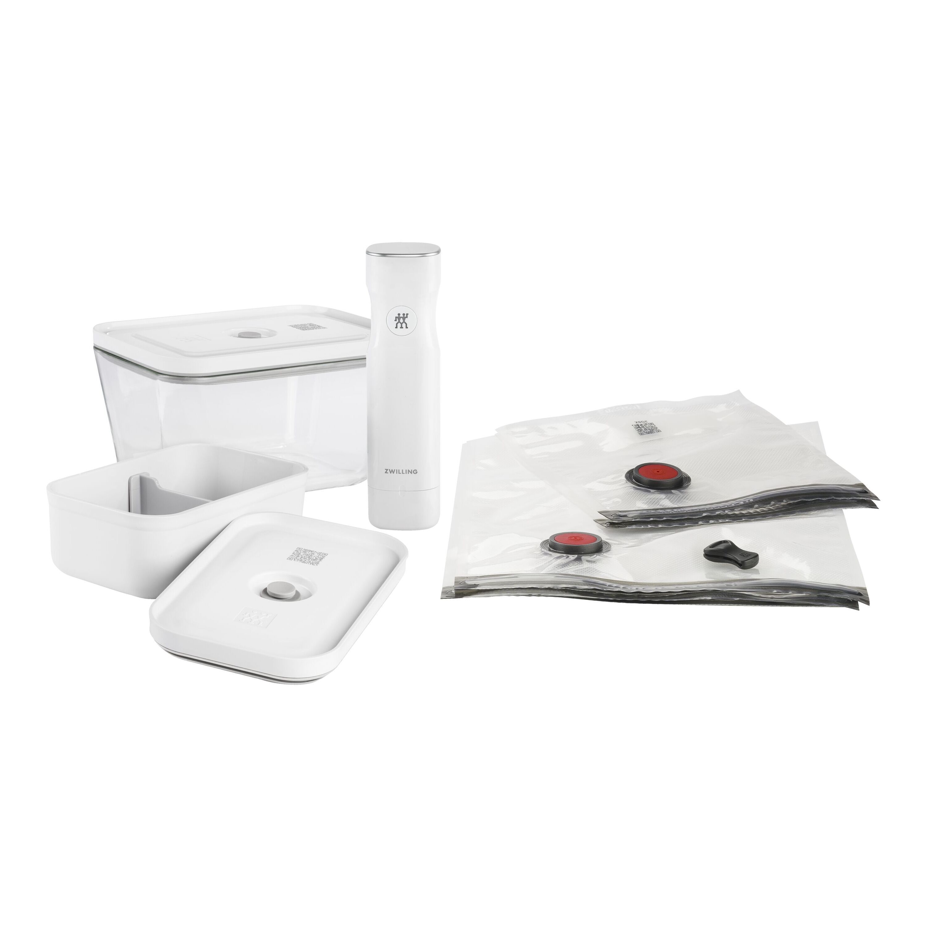 zwilling fresh & save set sottovuoto, mix / contenitore vetro l/lunchbox m, 7-pz., bianco