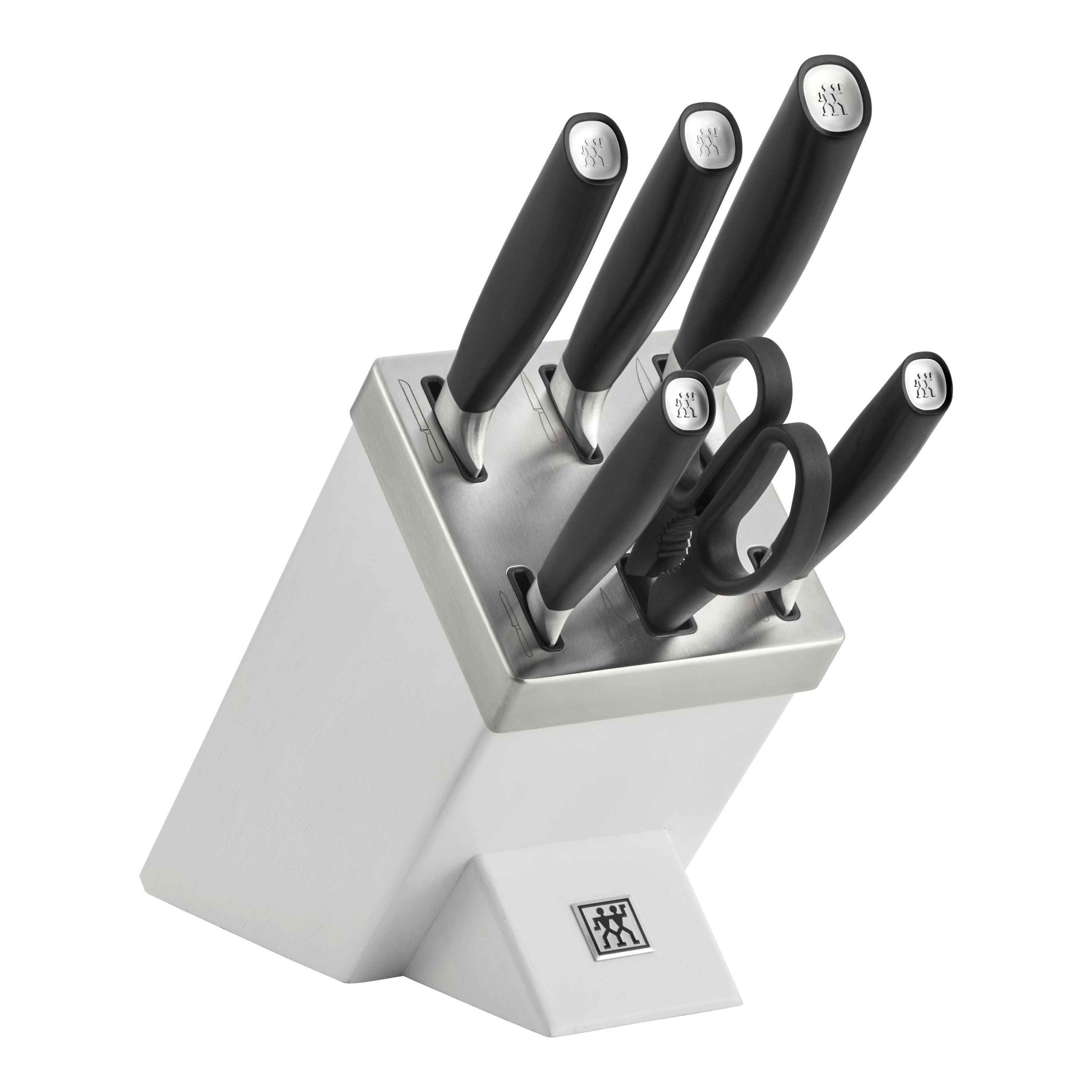 zwilling all * star set di coltelli con ceppo sistema autoaffilante - 7-pz., bianco