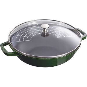 Staub Specialities Wok con coperchio in vetro rotondo - 30 cm, basilico