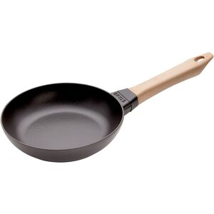 Staub Pans Padella con manico in legno - 20 cm, ghisa, Black Matt