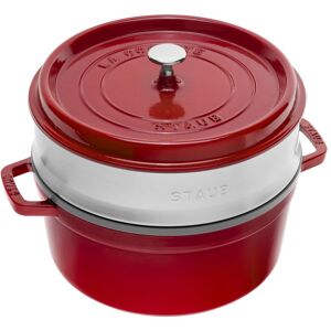 Staub La Cocotte con cestello a vapore rotonda - 26 cm, ciliegia