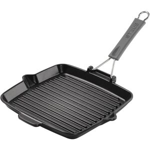 staub grill pans bistecchiera con becchi quadrata - 24 cm, nero