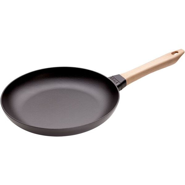 staub pans padella con manico in legno - 28 cm, ghisa, black matt